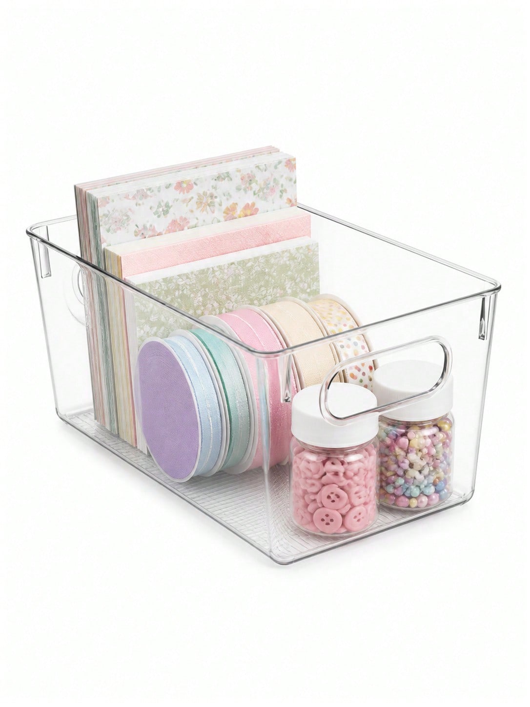 Stationery Warehouse - 8-Pack Clear Storage Bins with Handles,