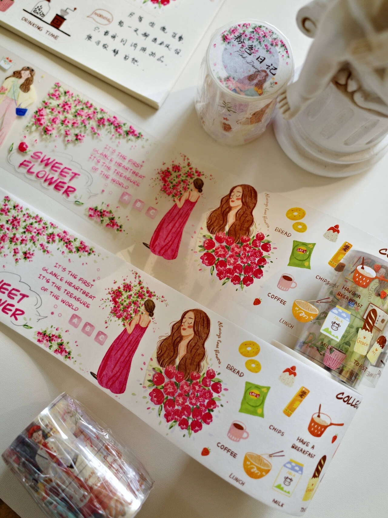 YiEr Studio Vintage Pink Dairy - Washi Tape Set 评论和价格