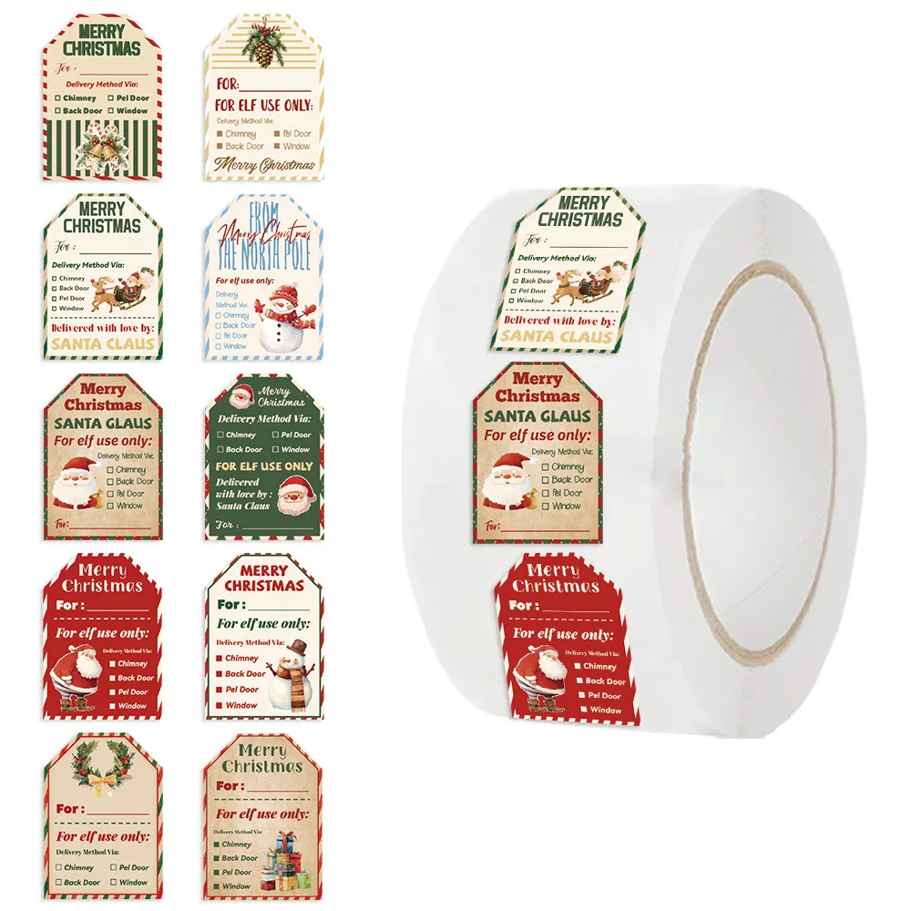 500Pcs Christmas Stickers Roll - Label Printer Tape 评论和价格