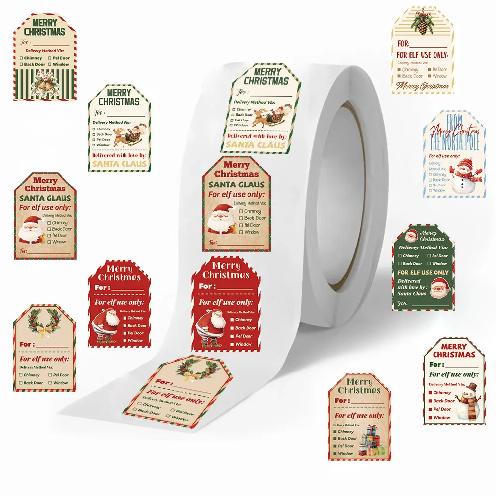 500Pcs Christmas Stickers Roll - Label Printer Tape 评论和价格