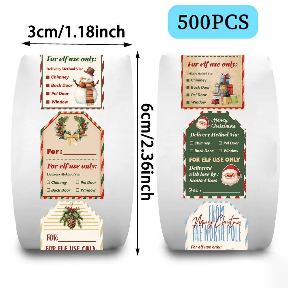 500Pcs Christmas Stickers Roll - Label Printer Tape 评论和价格