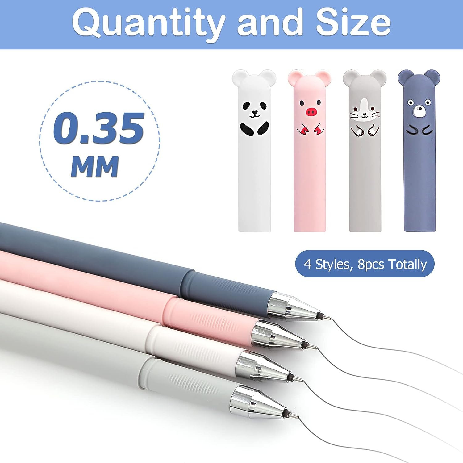 4pcs/Set Kawaii Pig Bear Cat E - Gel Ink Pen Set 评论和价格
